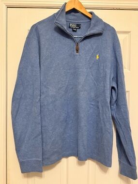 Polo by Ralph Lauren 100% Cotton 1/4 Zip Boxy Light Blue Color   XL